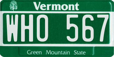 VT license plate WHO567