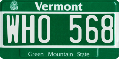 VT license plate WHO568
