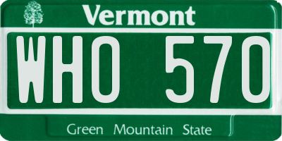 VT license plate WHO570