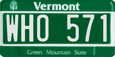 VT license plate WHO571