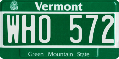VT license plate WHO572