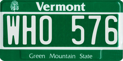 VT license plate WHO576