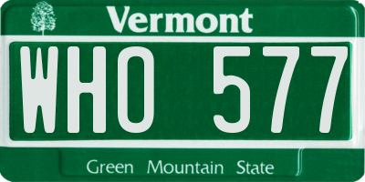 VT license plate WHO577