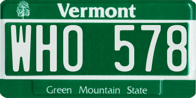 VT license plate WHO578