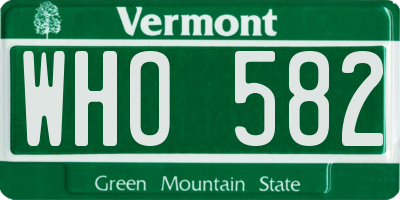 VT license plate WHO582