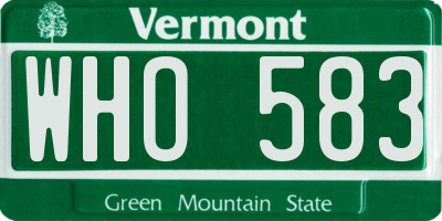 VT license plate WHO583