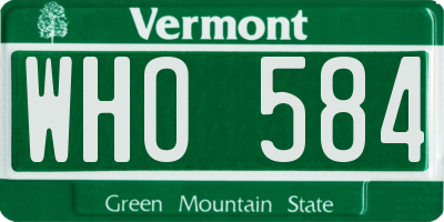 VT license plate WHO584