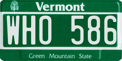 VT license plate WHO586