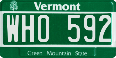 VT license plate WHO592