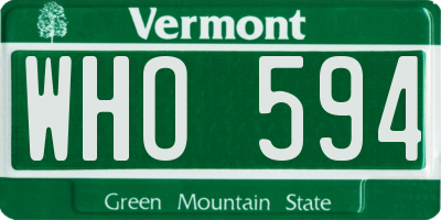 VT license plate WHO594
