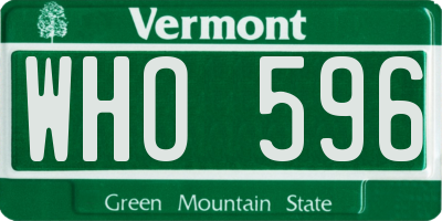 VT license plate WHO596