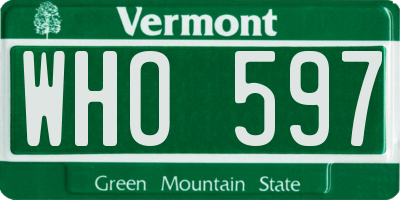 VT license plate WHO597
