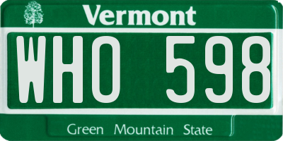 VT license plate WHO598