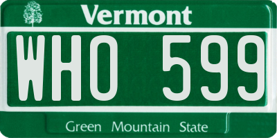 VT license plate WHO599