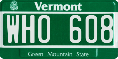 VT license plate WHO608