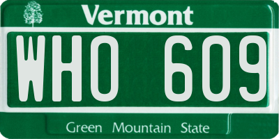 VT license plate WHO609