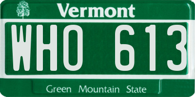 VT license plate WHO613