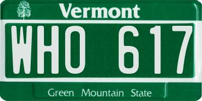 VT license plate WHO617