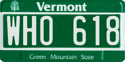 VT license plate WHO618