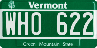 VT license plate WHO622
