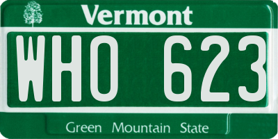 VT license plate WHO623