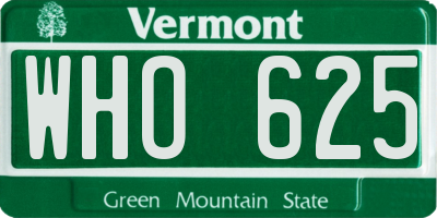 VT license plate WHO625