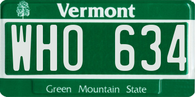 VT license plate WHO634