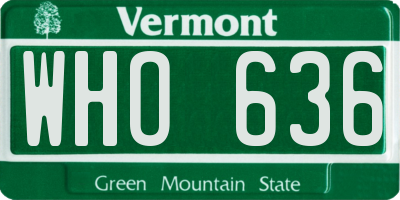 VT license plate WHO636