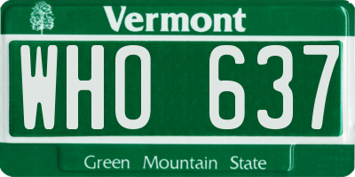 VT license plate WHO637