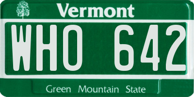 VT license plate WHO642