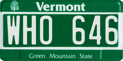 VT license plate WHO646