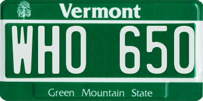 VT license plate WHO650