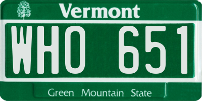 VT license plate WHO651