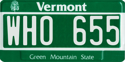 VT license plate WHO655