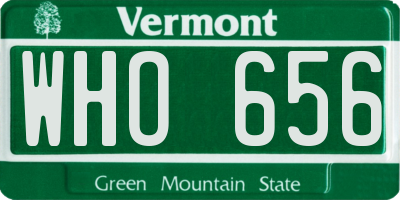 VT license plate WHO656