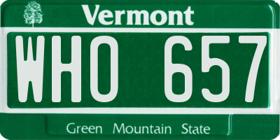 VT license plate WHO657