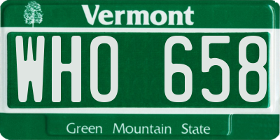 VT license plate WHO658