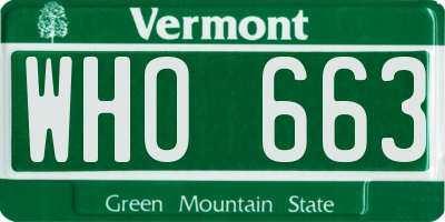 VT license plate WHO663