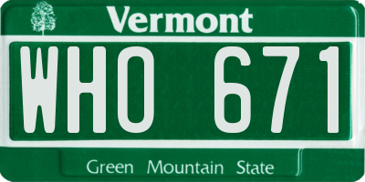 VT license plate WHO671