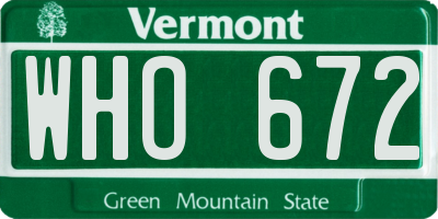 VT license plate WHO672