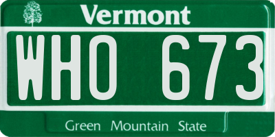 VT license plate WHO673
