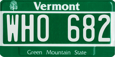 VT license plate WHO682