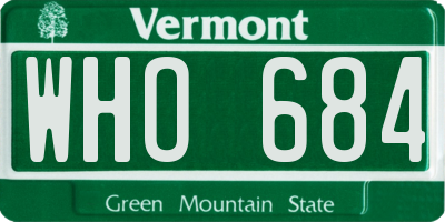 VT license plate WHO684