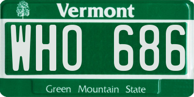 VT license plate WHO686