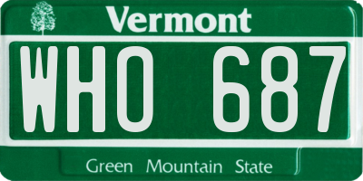 VT license plate WHO687