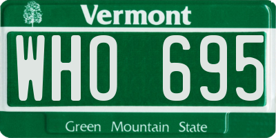 VT license plate WHO695