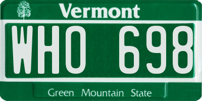 VT license plate WHO698