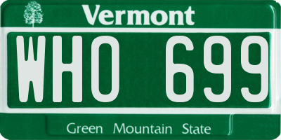 VT license plate WHO699