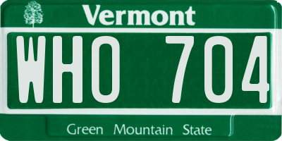 VT license plate WHO704