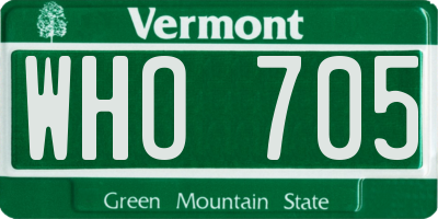 VT license plate WHO705